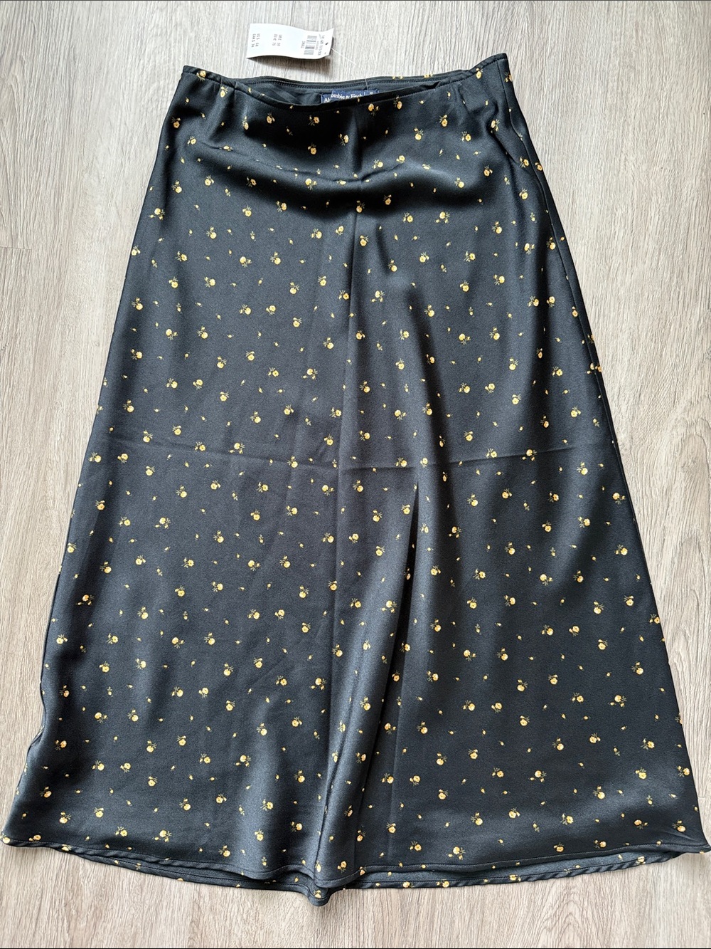Black A-Line Skirt with Gold Dot Print